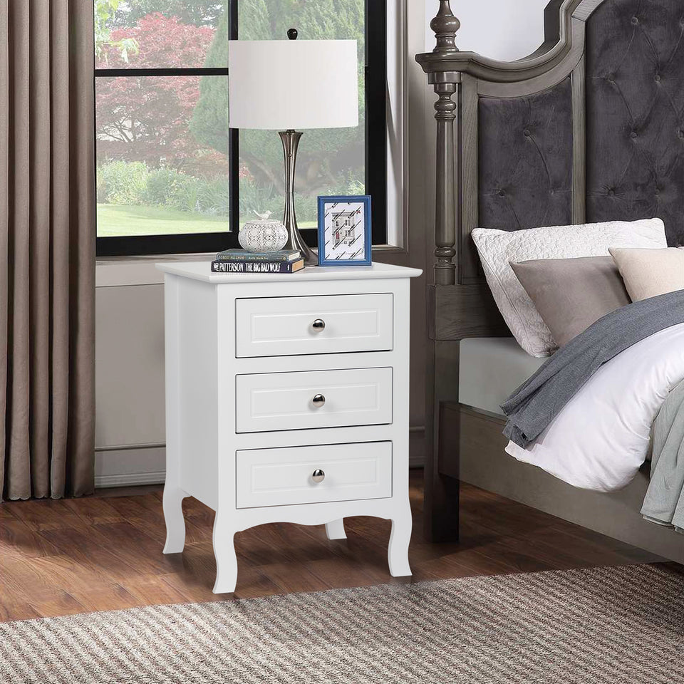 45*38*63cm Country Style Three Drawer Night Table Large Size White