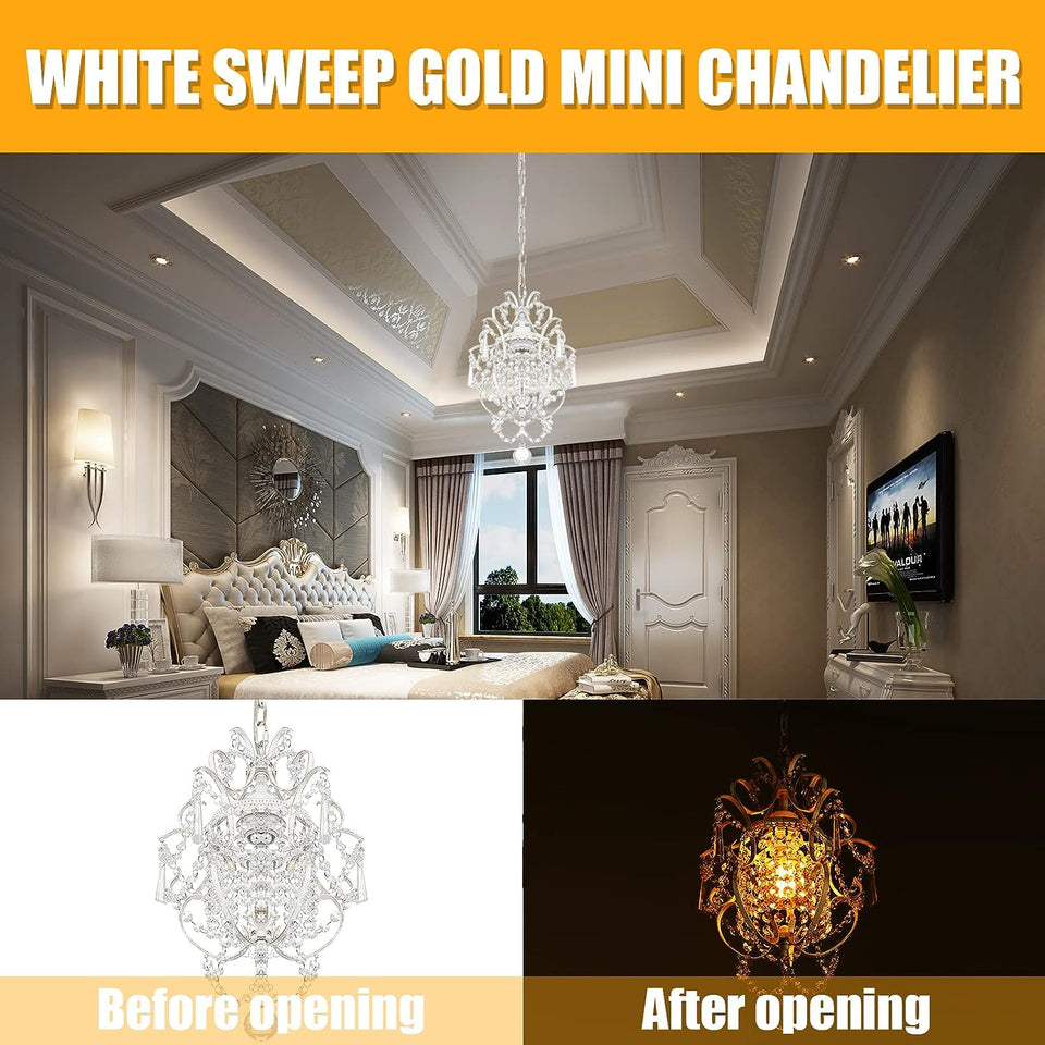 White Chandelier Mini Crystal Chandelier Lighting K9 Crystal Retro Craft Elegant Iron Chandelier