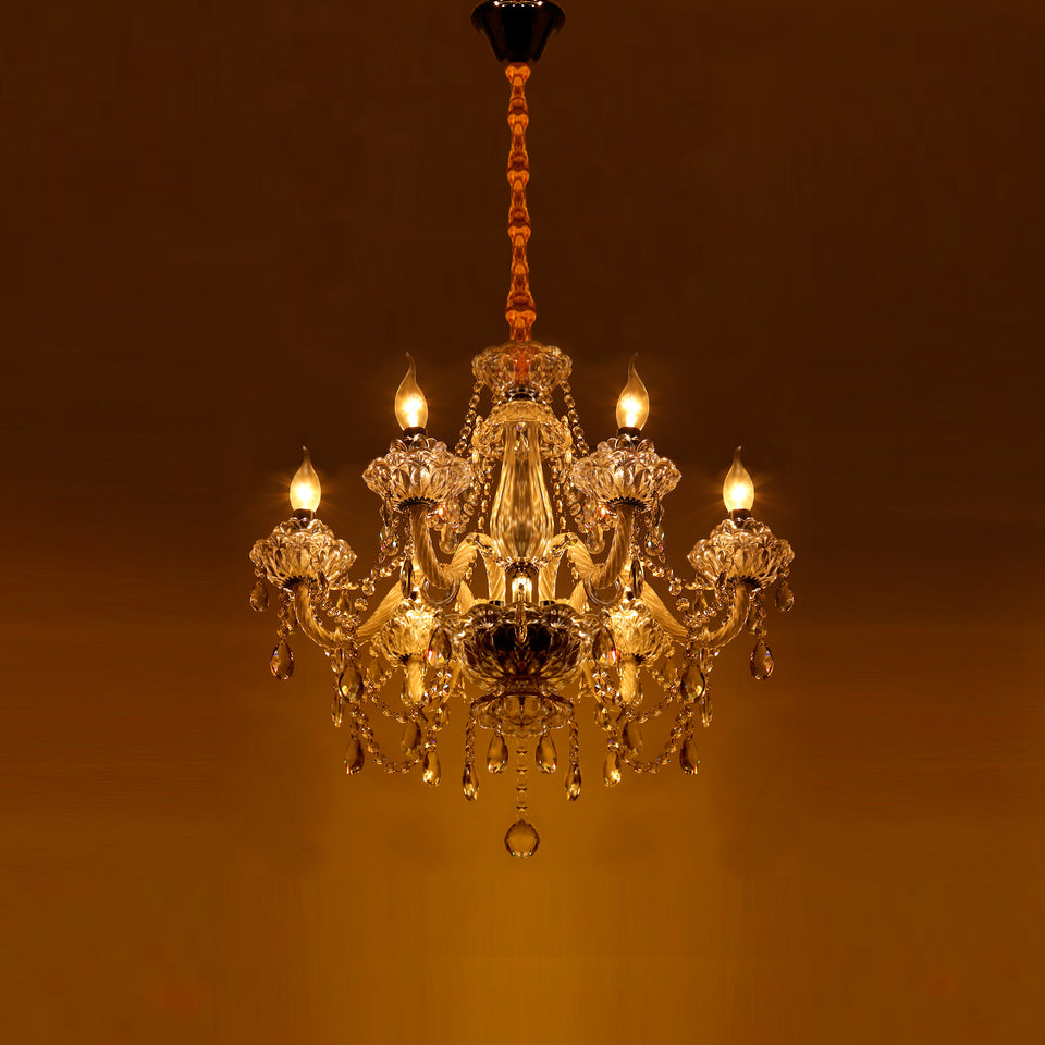 6-Light Crystal Chandelier Modern Ceiling Light Lamp Pendant Fixture K9 Lighting