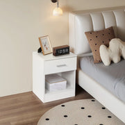 2-Tier Nightstand Bedside Cabinet End Table for Bedroom Home Office White - Lavish Kitchen Isle
