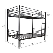 Iron Bed Bunk Bed with Ladder for Kids Twin Size Black