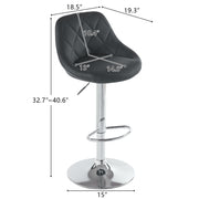 2pcs Adjustable Bar Stools Rhombus Backrest Black PU Leather, No Armrest – Modern High Bar Stools for Kitchen and Bar Counters