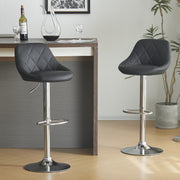 2pcs Adjustable Bar Stools Rhombus Backrest Black PU Leather, No Armrest – Modern High Bar Stools for Kitchen and Bar Counters