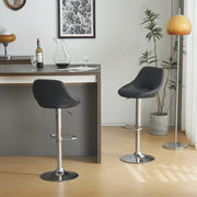 2pcs Adjustable Bar Stools Rhombus Backrest Black PU Leather, No Armrest – Modern High Bar Stools for Kitchen and Bar Counters