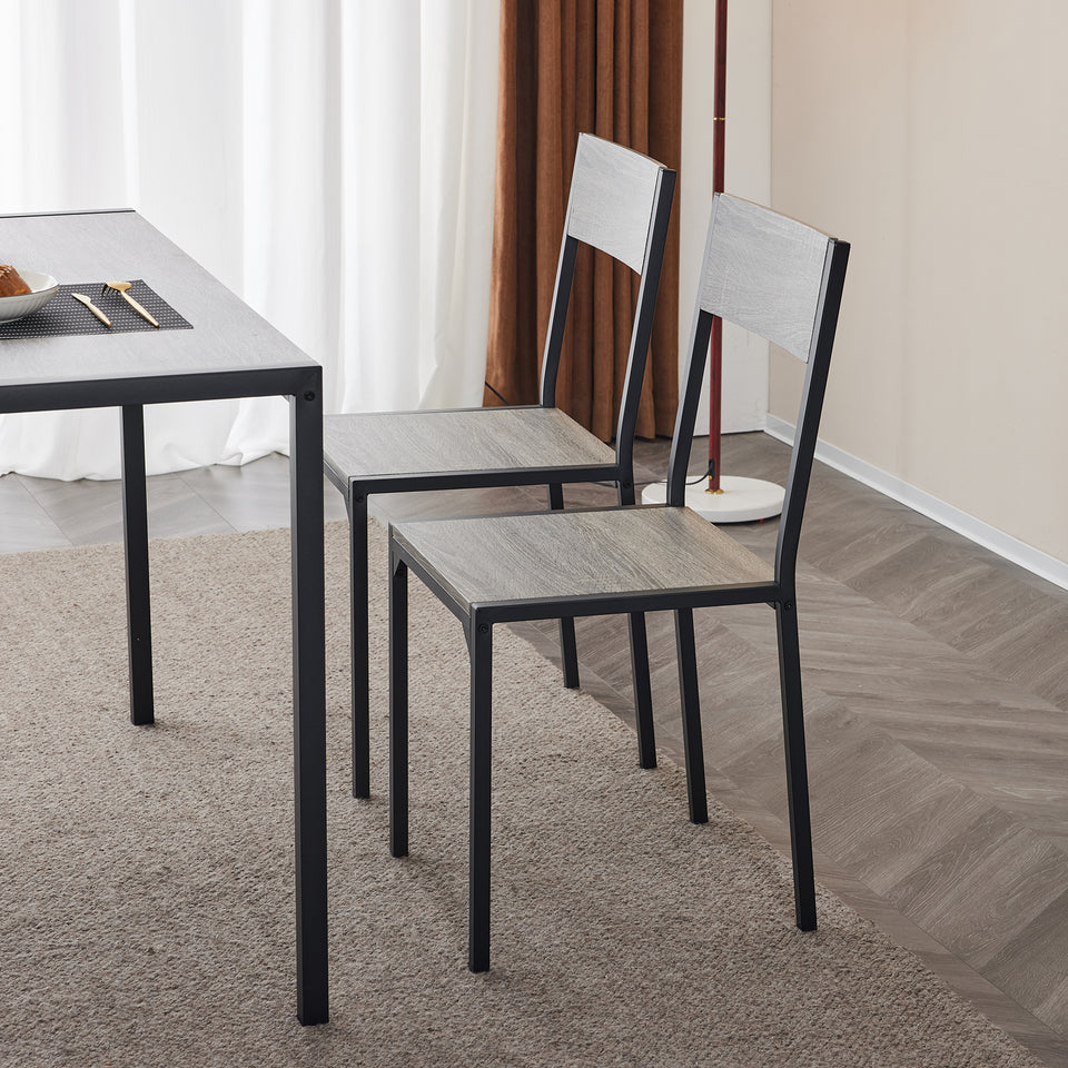 Dining Table Set for 4  with 2 Chairs and a Bench for Small Space Bar Pub Apartment- Grey