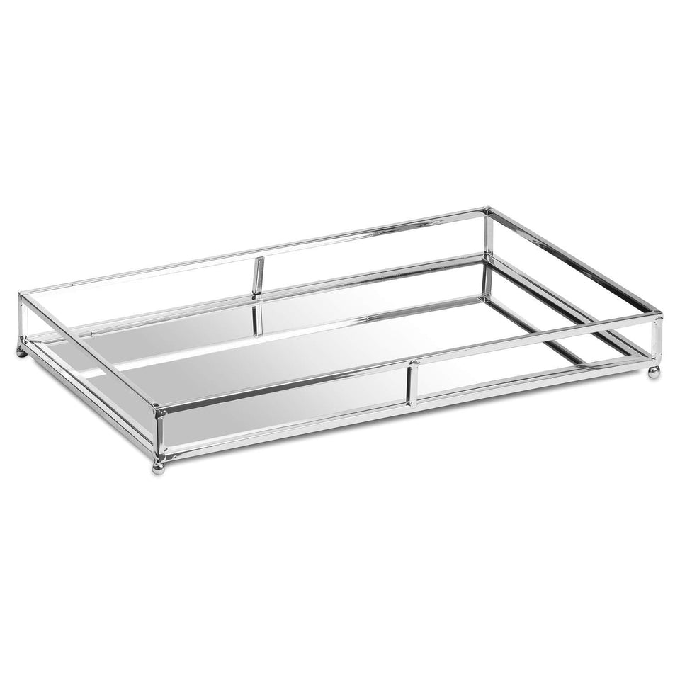 Set Of Two Rectangular Silver Bar Trays-Hill Interior