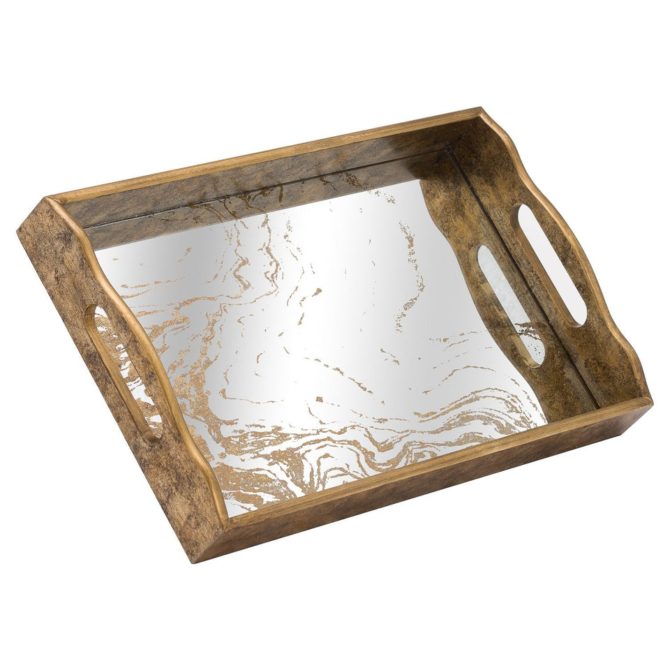 Augustus Mirrored Tray With Marbling Effect-Hill Interior