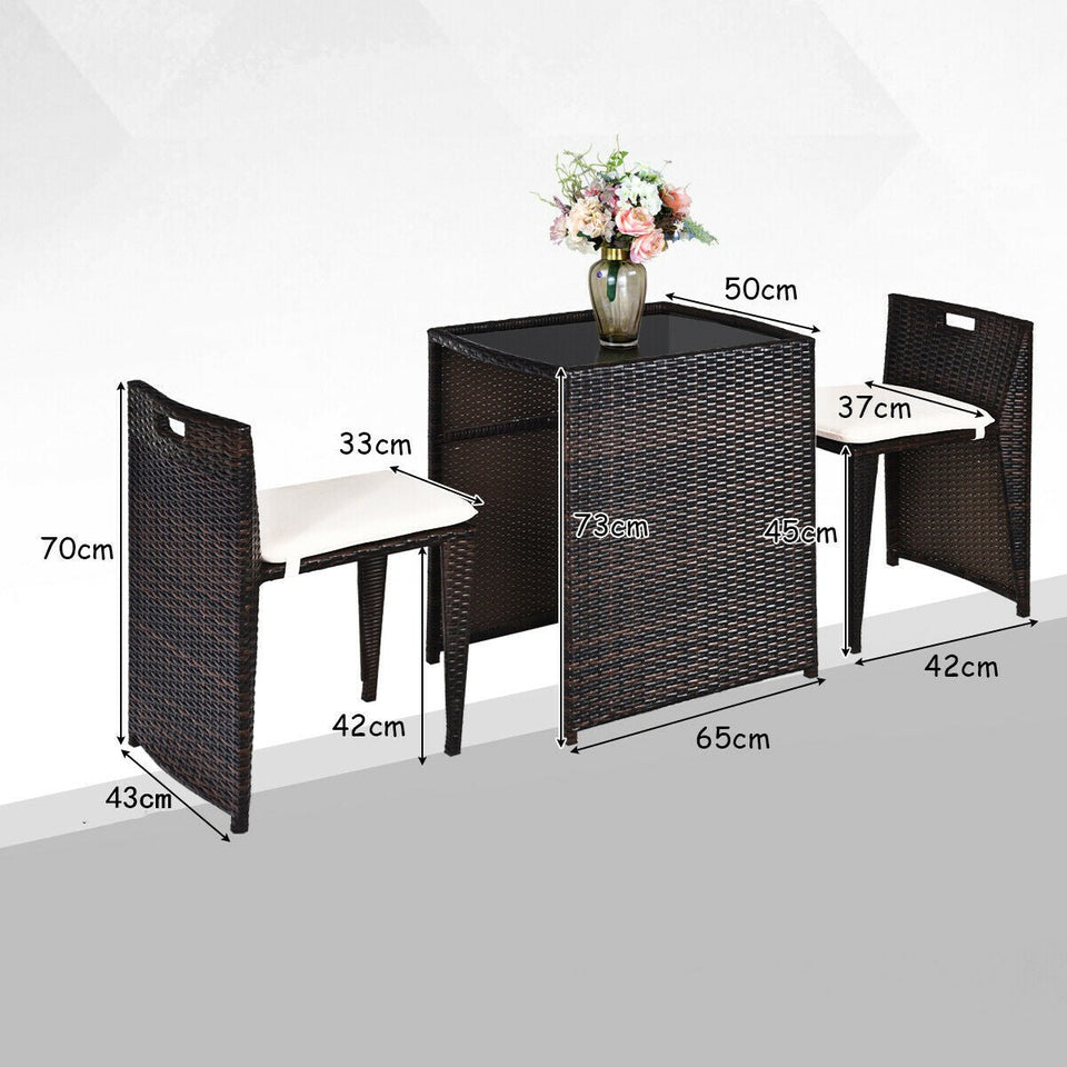3pc Rattan Bistro Set-COSTWAY