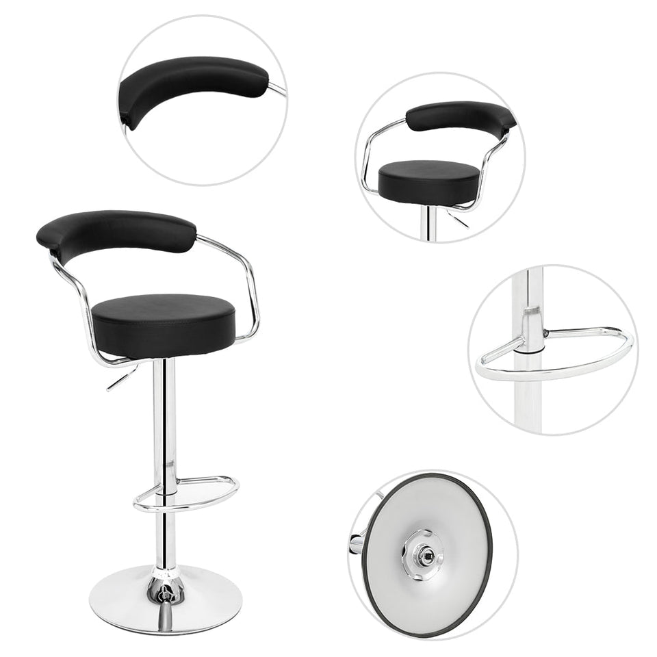 High-grade Round Back Cushion Bar Stool- Black-Lavish Kitchen Island