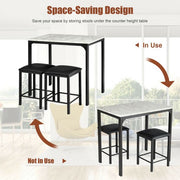 3 Piece Dining Table Set with 2 Faux Leather Backless Stools - Lavish Kitchen Isle