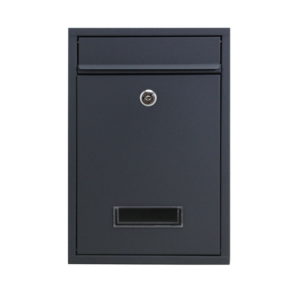 Iron Mailbox Wall-Mounted Lockable Post Letter Box with Viewing Windows