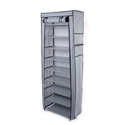 Grey Lavish Kitchen Isle shoe rack with 9 lattice shelves, space-saving design, made of non-woven fabric for organized storage.