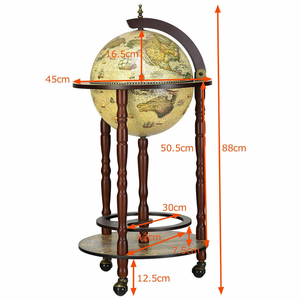 Wooden Globe Drinks Cabinet with Italian Style-COSTWAY