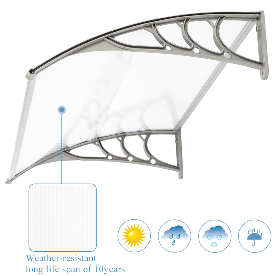 Household Application Door & Window Rain Cover Eaves Canopy White & Grey Bracket- HT-120 x 80