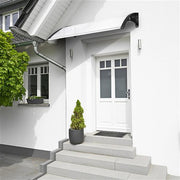 Lavish Kitchen Isle HT-120 x 80 rain cover eaves canopy with white and black brackets for door and window protection.