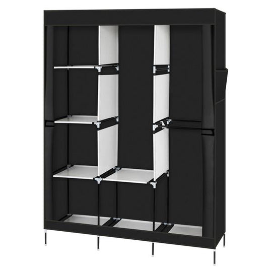 71" Portable Closet Wardrobe Clothes Rack Storage Organiser with Shelf Black