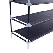 Black 10-tier non-woven fabric shoe rack with handles by Lavish Kitchen Isle, simple assembly, ideal for organizing shoes.