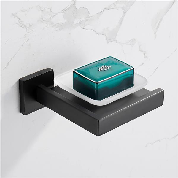 Matte Black Soap Dish Rust-Proof 304 Stainless Steel Square Soap Holder with Removable Dish