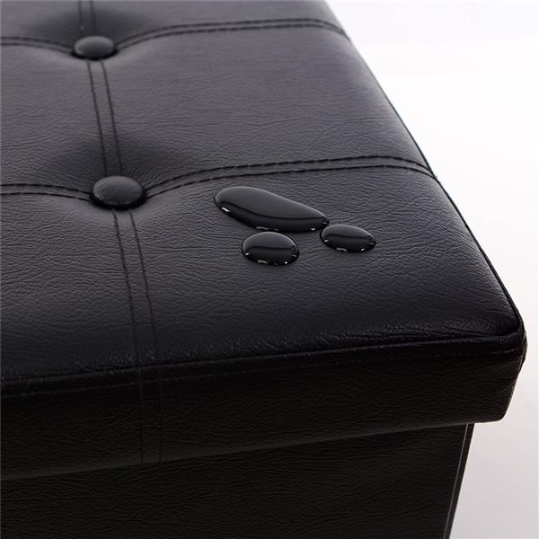 PU Leather Footstool with Leather Footstool Black 76*38*38cm