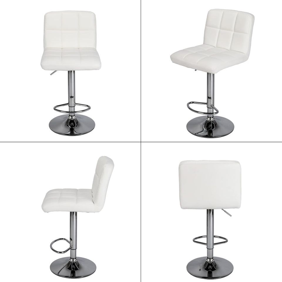 Checks Round Cushion No Armrest Bar Stool (Set of 2) White-Lavish Kitchen Island