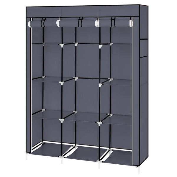 67" Portable Closet Organizer Wardrobe Storage Organizer with 10 Shelves Quick and Easy to Assemble Extra Space Grey