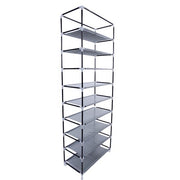 Grey Lavish Kitchen Isle shoe rack with 9 lattice compartments, made of non-woven fabric, designed for space-saving storage