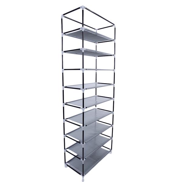 Fashionable Room-saving 9 Lattices Non-woven Fabric Shoe Rack Grey