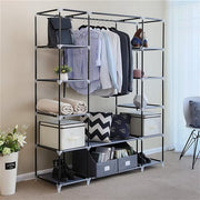 Lavish Kitchen Isle 69-inch portable clothes closet wardrobe with grey and black non-woven fabric, storage organizer, and sturdy frame.