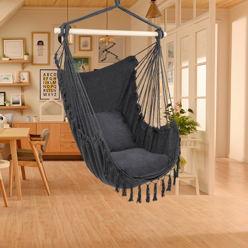 Pillow Tassel Hanging Chair Grey