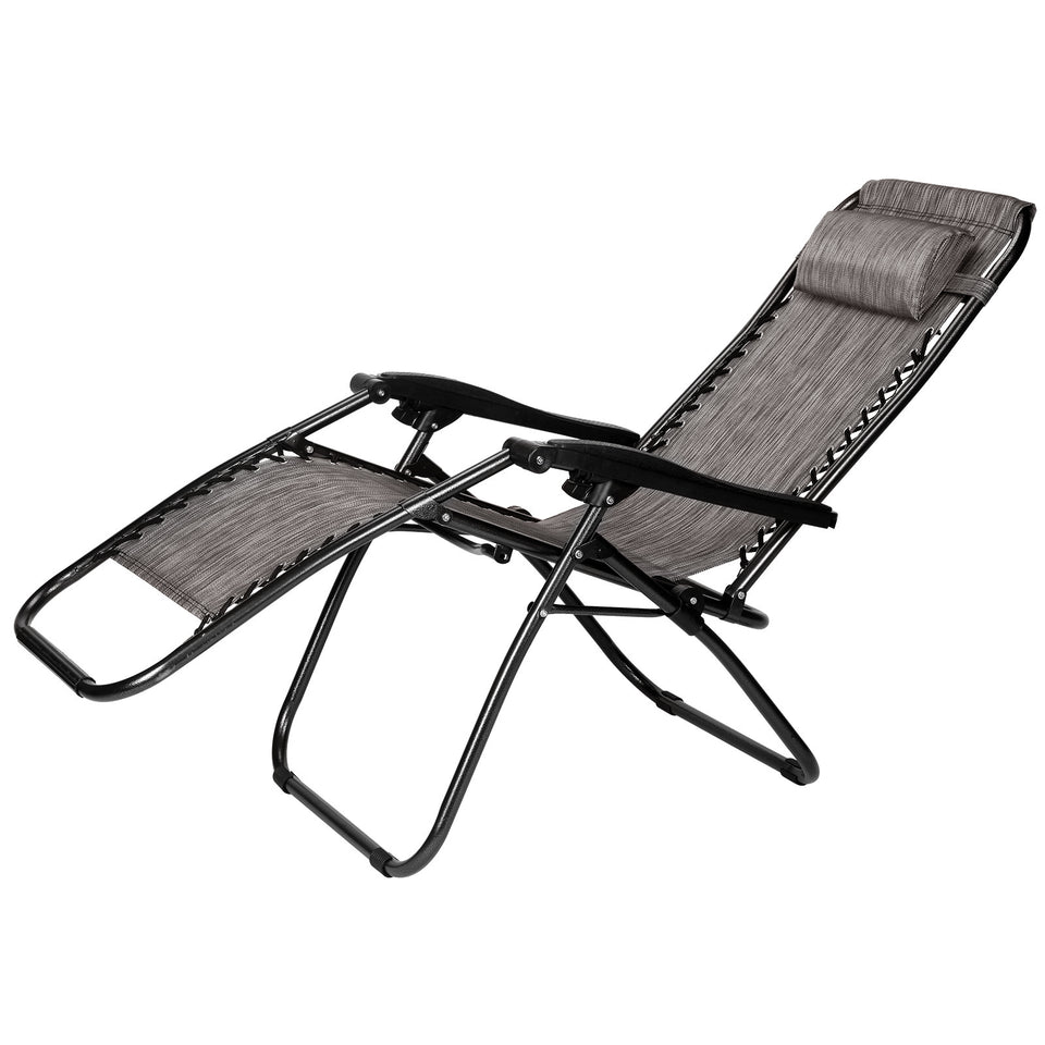 Set of 2 Sun Lounger Recliner Beach Chair Patio Lounger Outdoor Chair, Grey