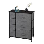 Grey dresser with 7 drawers from Lavish Kitchen Isle, ideal for bedroom, hallway, or office storage and organization.