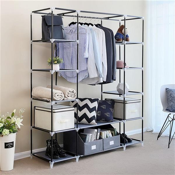 69" Portable Clothes Closet Wardrobe Storage Organizer with Non-Woven Fabric