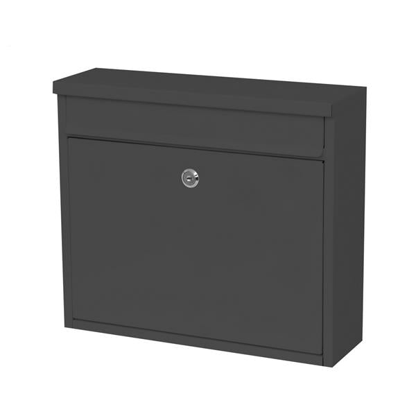 Iron Mailbox Wall-Mounted Post Letter Box Easy to Install, Anthracite- Black