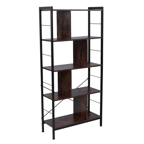 4 Tier Industrial Bookshelf storage Rack in Living Room Office Study Rustic Brown