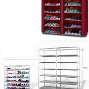 Lavish Kitchen Isle 6-row 2-line shoe rack with grey and coffee non-woven fabric lattices, organized storage for shoes.