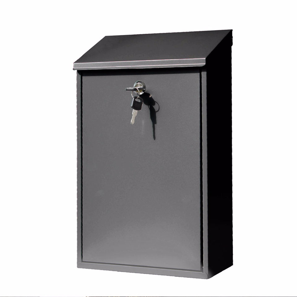 Zinc Mailbox  Wall-Mounted Lockable Post Letter Box with Viewing Windows
