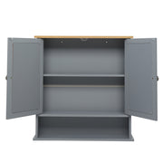 2 Mirror Door 1 Storage Layer MDF Spray Paint Bathroom Wall Cabinet Grey