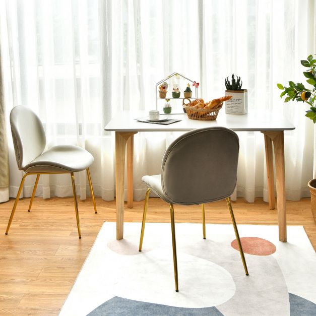 Set of 2 Velvet Dining Chair with Gold Metal Legs