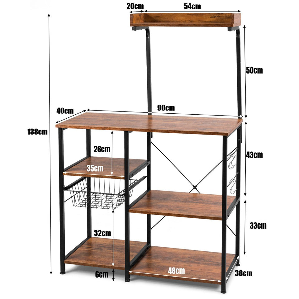 5-Tier Industrial Styled Shelving Unit with Pull-Out Basket-COSTWAY