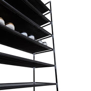 Black Lavish Kitchen Isle 10-tier shoe rack made of non-woven fabric with handles for easy assembly and organization.