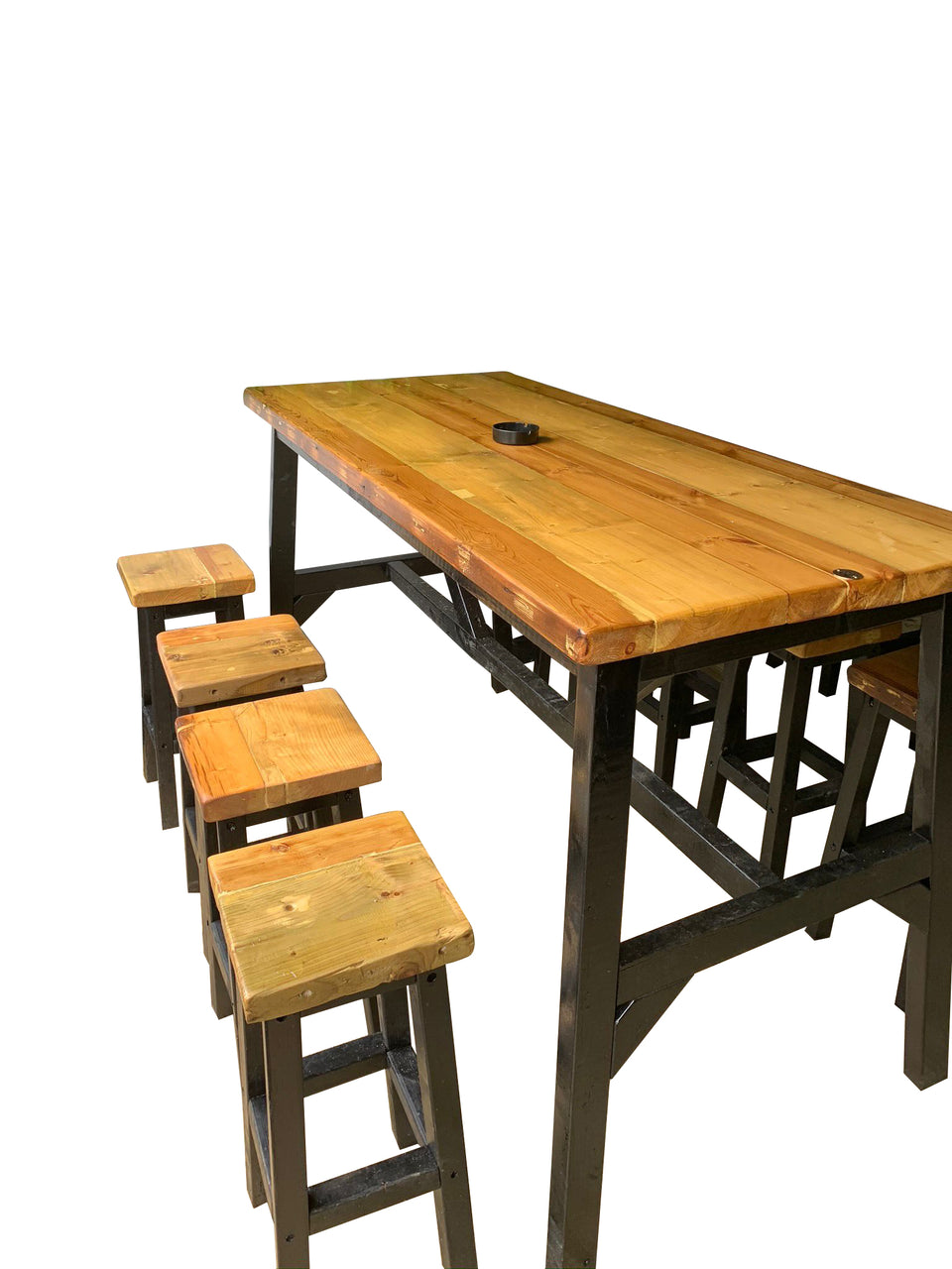 Rustic Timber Breakfast Bar style dining table with stools