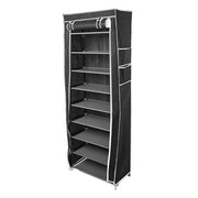 Black Lavish Kitchen Isle 10-layer shoe rack with 9 lattice compartments, space-saving design, made of non-woven fabric.