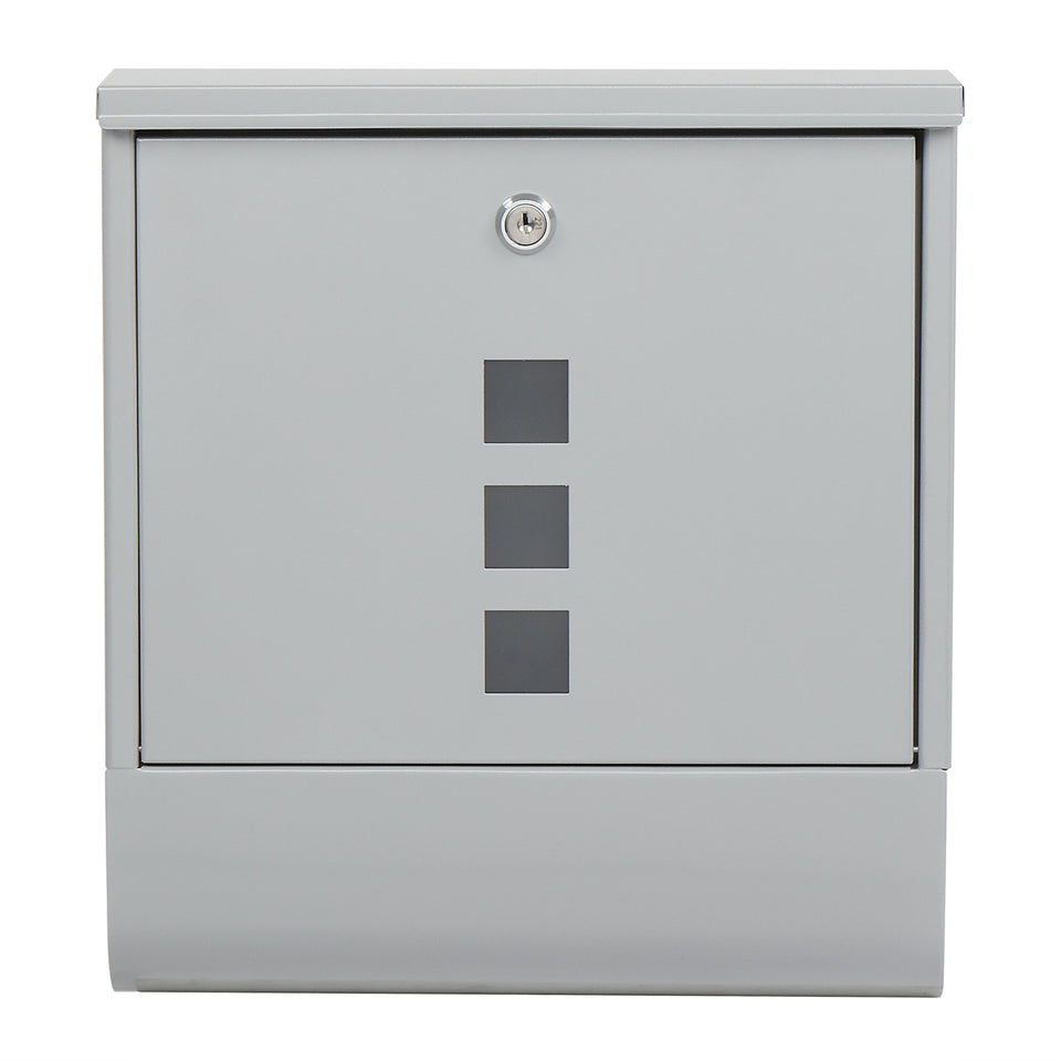 Durable Stainless Steel Mailbox Silver Wall-Mounted Lockable Post Letter Box with Viewing Windows