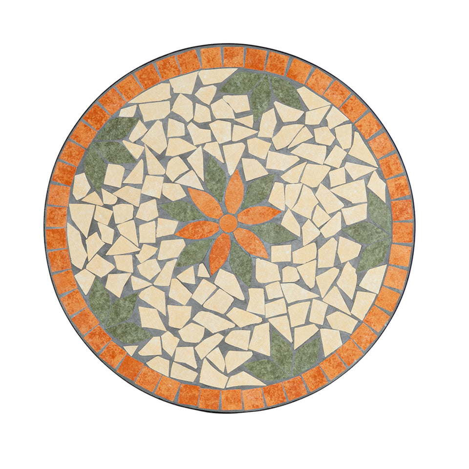 Ceramic Inlaid Maple Leaf Shape Mosaic Table And Chair Set - 28 Inch High Round Table（only table)