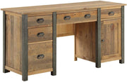 Urban Elegance - Reclaimed Twin Pedestal Home Office Desk - Lavish Kitchen Isle