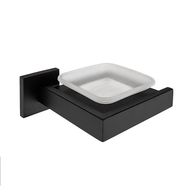 Matte Black Soap Dish Rust-Proof 304 Stainless Steel Square Soap Holder with Removable Dish