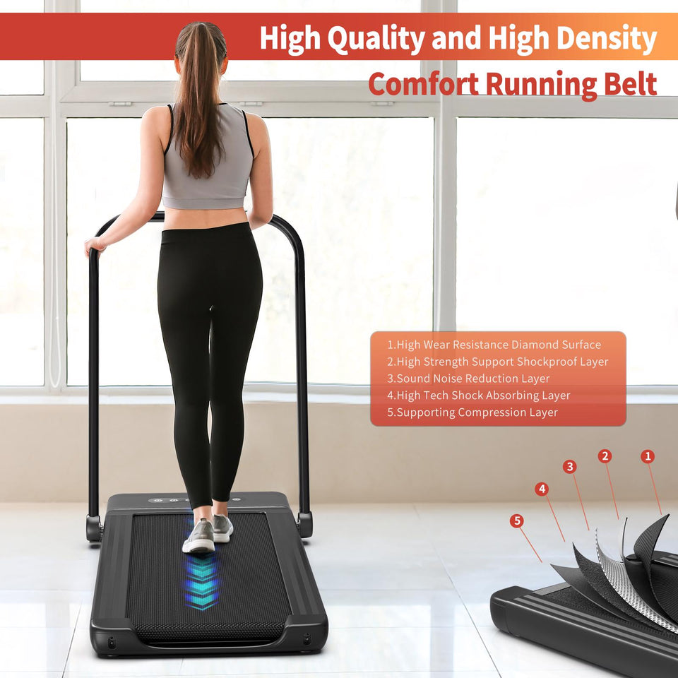 Foldable Treadmill for Home, 2 in 1 Treadmill with LED Screen, 2.3HP Portable Under Desk Electric Black