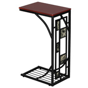 Brown iron side table coffee table by Lavish Kitchen Isle with a sleek, modern design and sturdy metal frame.