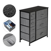 Grey dresser with 7 drawers from Lavish Kitchen Isle, ideal for bedroom, hallway, or office storage and organization.