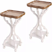 Knight Home Elizabeth French Country Accent Table with Octagonal Top, Natural + Distressed Black